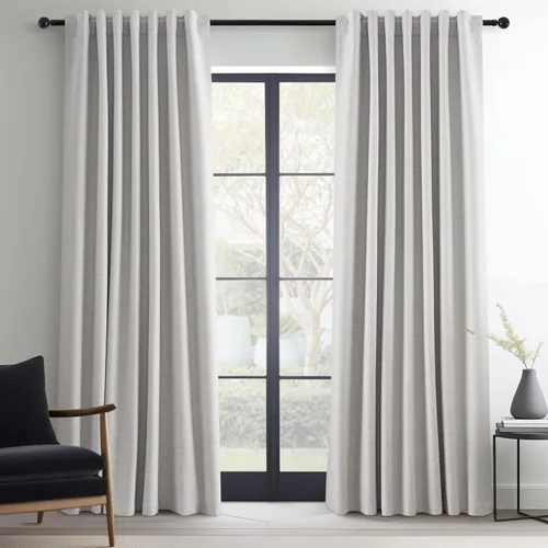 Vista 102 de Topfinel cortinas opacas de lino beige y blanco de 63 pulgadas de largo, 2 paneles para ventana pequeña, estilo natural de abedul bohemio y rústico