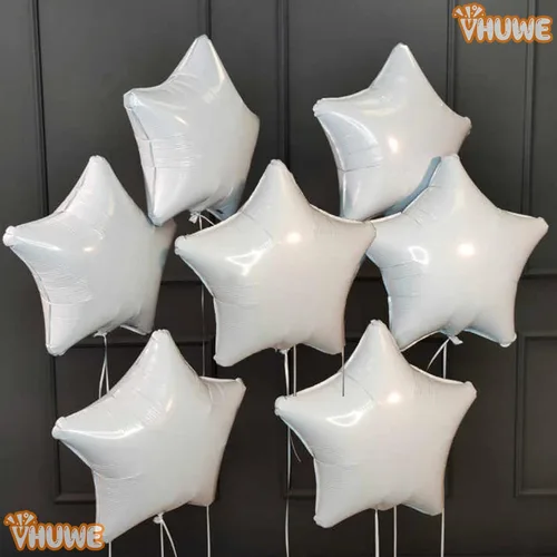 Vista 21 de Globos de estrella beige de 18 pulgadas, 10 globos de Mylar de forma estrella beige con revestimiento metálico de helio para decoraciones de fiesta
