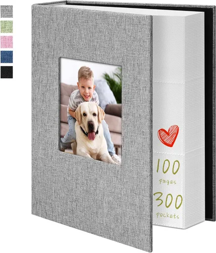 Vista 10 de Álbum de fotos de 4 x 6 pulgadas, 52 bolsillos, con cubierta de lino, álbumes de fotos para familia, boda, bebé, libro de fotos con capacidad