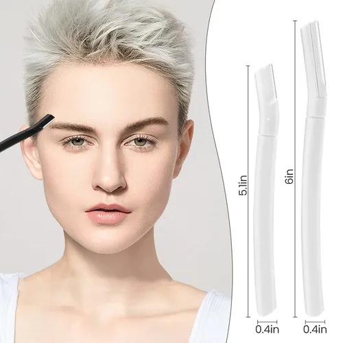 Vista 4 de Maquinilla de afeitar para cejas, rasuradora facial Dermaplane para mujeres, afeitadora de cejas (8 unidades), eliminación de pelusa de melocotón