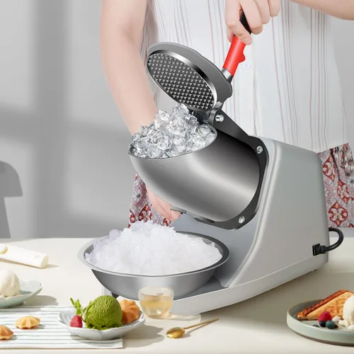 Vista 5 de Máquina eléctrica de hielo afeitado 380W - 1500r/min Trituradora de hielo de tres cuchillas de acero inoxidable Máquina de cono de nieve Máquina