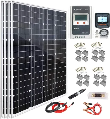 Vista 7 de Kit de panel solar de 100 vatios y 12 voltios fuera de la red con panel solar monocristalino de 120 W y controlador de carga MPPT de 20 A, monitor