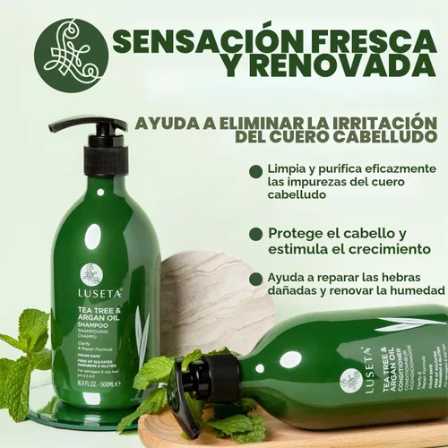 Vista 3 de Champú desenredante de aceite de Argán y árbol de té, varios tamaños