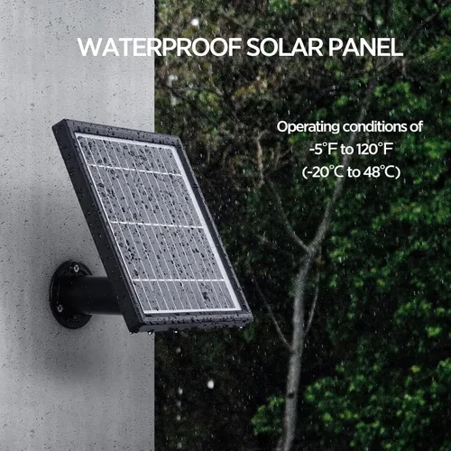 Vista 2 de OLAIKE Panel solar para batería Ring Stick Up Cam y enchufe, cable impermeable de 12 pies, fuente de alimentación continua, no necesita reemplazo