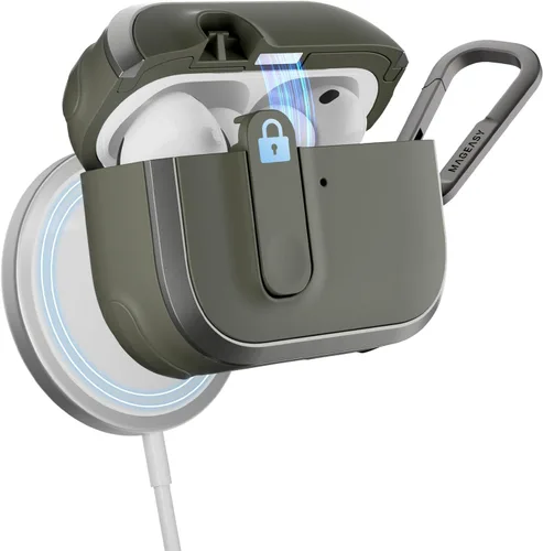Vista 21 de MAGEASY Odyssey - Funda para AirPods Pro 2, funda resistente para AirPods Pro con bloqueo seguro, clip de mosquetón para protección a prueba