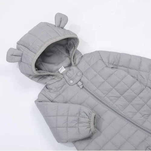 Vista 10 de DDY Traje de nieve para bebé niña niño de 0 a 3 meses, chaqueta de plumón con capucha, mameluco para bebé, mameluco para invierno, color gris