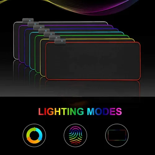 Vista 7 de Alfombrilla de mouse grande RGB Anime Alfombrilla de escritorio para juegos Gamer XXL Teclado Mause Pad LED Retroiluminación 900x400x4MM