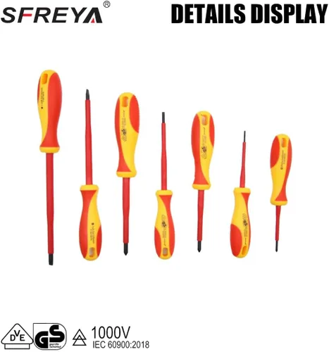 Vista 4 de S671-8 Juego de 8 destornilladores para electricistas aislados de 1000 V, certificado VDE GS, IEC 60900 y ASTM F1505, herramientas eléctricas