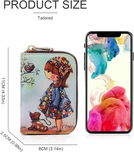 Vista 5 de APHISON RFID - Tarjetero carteras para mujer Funda para tarjetas de piel con cremallera para mujerniñaCaja regalo