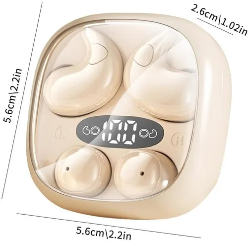 Vista 2 de 2 en 1 mini auriculares invisibles planos para dormir con cancelación de ruido, auriculares Bluetooth micro pequeños para dormir de lado con estuche