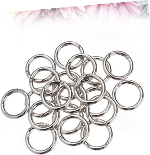 Vista 9 de TEHAUX 20 piezas Llavero Accesorios Mosquetón Acero Inoxidable Anillos de Salto de Acero Inoxidable Clip Mosquetón Redondo Metal O Anillo Anillo