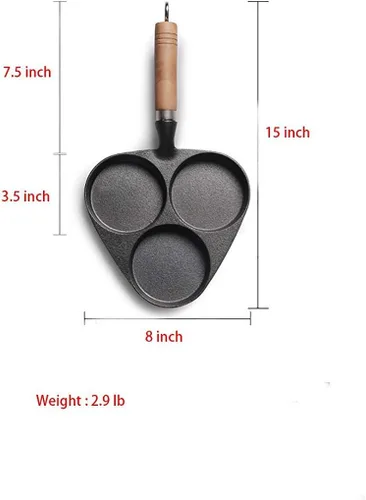 Vista 3 de Sartenes para tortilla de 3 tazas de huevo, sartén de hierro fundido para huevos