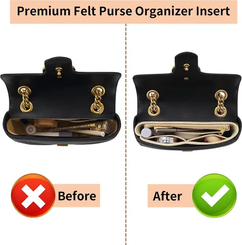 Vista 4 de Organizador de fieltro para bolso pequeño GG Marmont (Mini, beige)