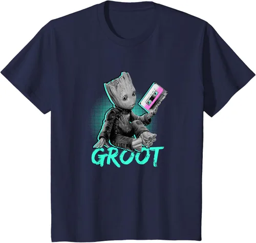 Vista 14 de Camiseta infantil Marvel Guardians of the Galaxy Vol. 2 Baby Groot Mix Tape, Negro