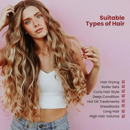 Vista 5 de Segbeauty - Accesorio para secador de pelo con capucha, extra grande, ajustable, con correa elástica para el cuidado del cabello rizado natural