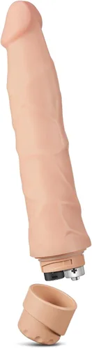 Vista 8 de Blush Dr. Skin Cock Vibe #1: Consolador vibrador largo de 9 pulgadas ~ Vibrador silencioso de múltiples velocidades de 2 pulgadas de ancho ~ Beige