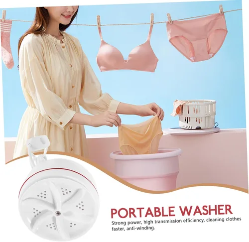 Vista 9 de Homoyoyo Lavadora portátil de 30 W, Lavadora USB con rotación inversa hacia adelante, limpieza profunda para ropa, calcetines, viajes, rv
