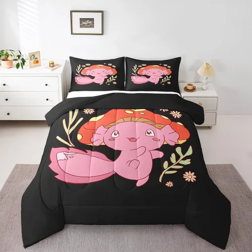 Vista 33 de Feelyou Juego de ropa de cama con lazos bonitos y cerezos, tamaño individual, para niños, juego de edredón con lazos de acuarela para niños, niñas