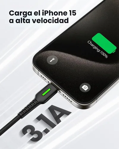 Vista 3 de INIU Cable USB a C, 3 paquetes [1.6 pies+3.3 pies+6.6 pies] 3.1A USB A a USB C, cable de carga rápida trenzado tipo C para iPhone 16 15 Pro Samsung
