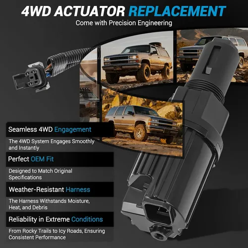 Vista 6 de Kit de actuador y arnés 600-490 4WD Compatible con GMC K1500 K2500 K3500 Yukon/Chevrolet K1500 K3500 Tahoe Blazer Suburban 4WD Actuador eléctrico