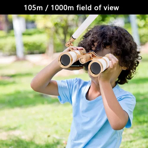 Vista 9 de Lentes binoculares de ópera para telescopio, 3 x 25, mini gafas de teatro portátiles con transporte, binoculares de teatro compacto con mango