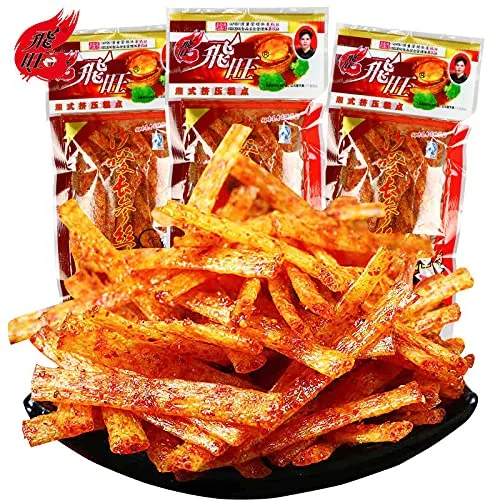Vista 2 de YUYONGTANG Tiras picantes Feiwang Hunan 8090 bocadillos nostálgicos tiras picantes tiras picantes tiras picantes 8090 aperitivos picantes tiras