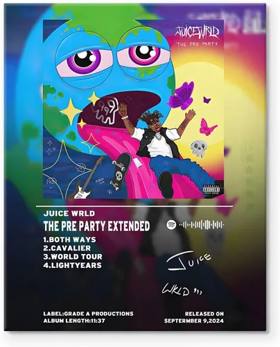 Vista 16 de Juice Wrld - Arte de Lienzo para Pared, Impresión de Póster de Portada de Álbum de Música, Póster de Rapero Cantante Arte Enmarcado, Arte de Lienzo