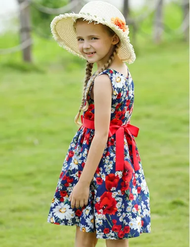 Vista 247 de Vestido de verano para niña, de algodón, con diseño floral