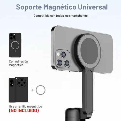 Vista 7 de Moman Trípode magnético para selfie stick de 13 a 66 pulgadas con soporte de despliegue automático, soporte magnético de aluminio portátil