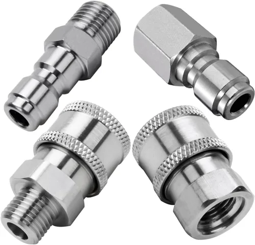 Vista 3 de Beduan Adaptador de Conector Rápido de Lavadora a Presión de Acero Inoxidable de 1/4" NPT Hembra con Enchufe QC, 5000 PSI