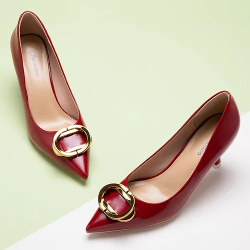 Vista 2 de C.Paravano Zapatos de tacón de aguja para mujer, cómodos zapatos de tacón de aguja, tacones de gatito para mujer, con punta puntiaguda, uso diario