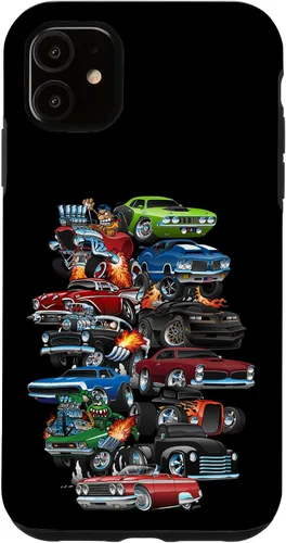 Vista 7 de Funda para iPhone 13 Hotrods, autos clásicos, coches musculosos y carros de carreras