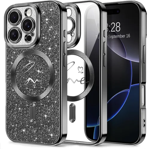 Vista 71 de Hython Funda para iPhone Air con purpurina, compatible con MagSafe Love Heart fundas magnéticas transparentes para teléfono para mujeres y niñas