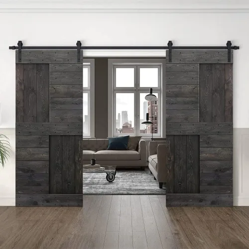 Vista 14 de TMS Serie N - Puerta corrediza interior de madera de pino anudada con kit de herrajes deslizantes (32 x 84 pulgadas, blanco)