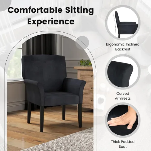 Vista 5 de POWERSTONE Silla de acento ejecutiva, silla de gamuza para invitados de oficina, moderna de mediados de siglo, sillón de recepción con patas de Negro