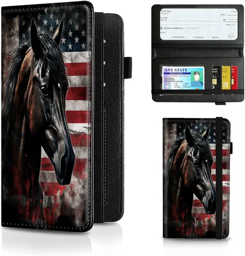 Vista 80 de Funda para chequera para hombres y mujeres, cartera de cuero RFID con ranuras para tarjetas de crédito, soporte de cheques duplicados personales