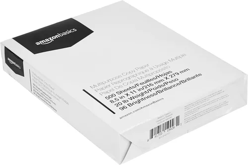 Vista 3 de Amazon Basics - Papel de copia multipropósito para impresora (blanco brillante 96, 8.5 x 11 pulgadas, 1 resma (500 hojas)