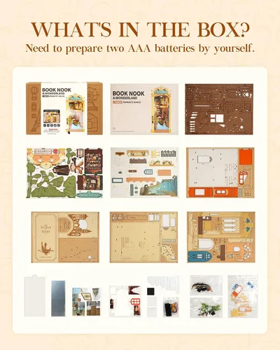 Vista 6 de Rolife Kit de rincón de libros para adultos, kit de rincón de libros en miniatura, rompecabezas de madera 3D, sujetalibros decorativos creativos