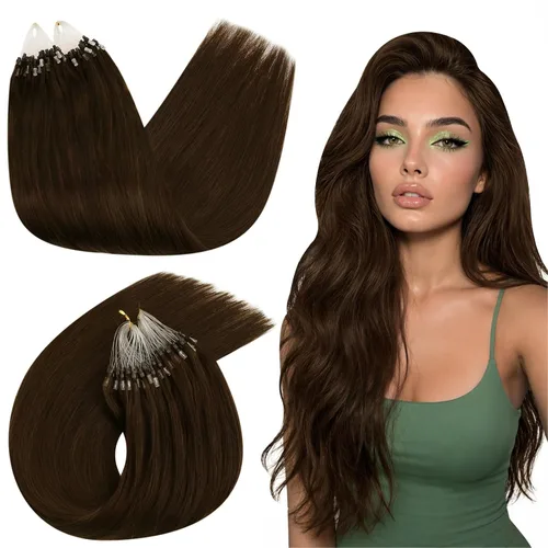 Vista 19 de Ugeat - Extensiones de cabello humano con microanillo, 14 pulgadas, extensiones de cabello Remy con microcuentas de 1 gm/hebra, 50 gms, extensiones