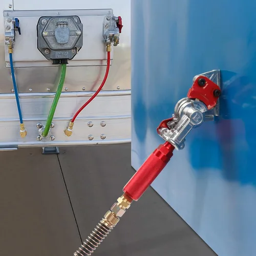 Vista 4 de KOOTANS Gladhands en ángulo de 37 grados, 1 par de aluminio fundido a presión, kit de apretón de manos, manguera de aire, conector de acoplamiento