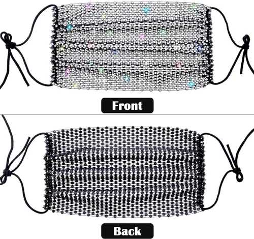 Vista 6 de 3 máscaras de malla con diamantes de imitación para mujer, color negro