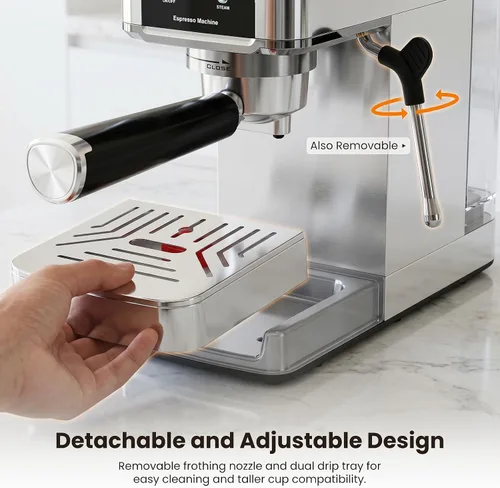 Vista 6 de Electactic Máquina de café espresso de 20 barras con espumador de leche, cafetera espresso profesional para capuchino y café con leche, cafetera