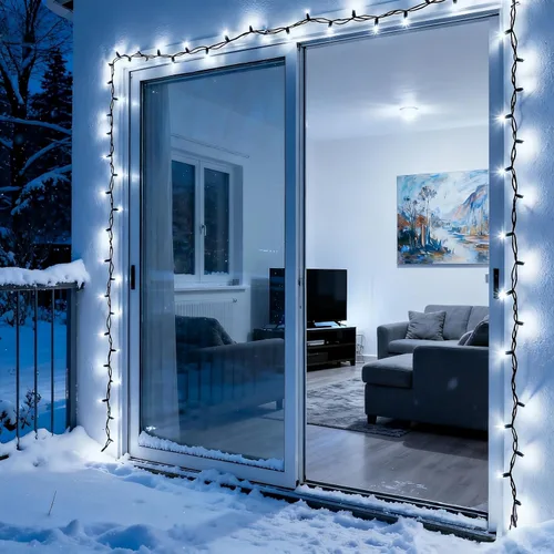 Vista 8 de 200 luces LED de Navidad blancas frías, certificación UL y luces comerciales de alambre verde de 66 pies, para interiores y exteriores, invierno
