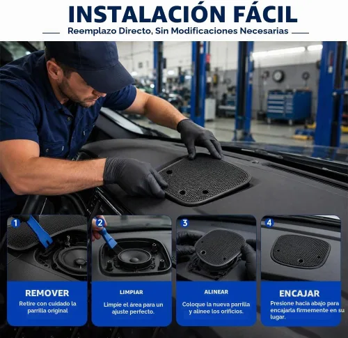 Vista 7 de PIT66 Cubierta de parrilla para altavoz frontal compatible con Chevy Blazer 98-05/98-05 GMC Jimmy rejilla negra