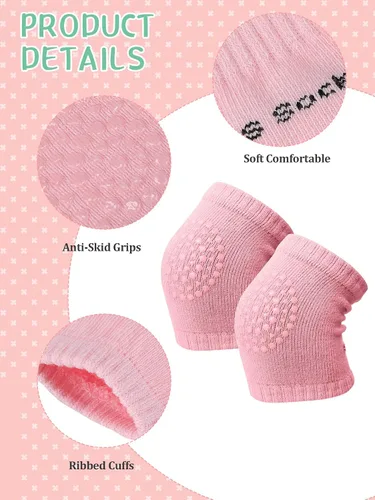 Vista 3 de Juego de 10 pares de rodilleras antideslizantes para bebés y calcetines antideslizantes para bebés, unisex para niños pequeños, calcetines