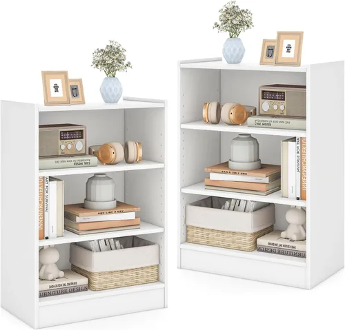 Vista 11 de Giantex Estantería de 3 cubos, color negro, estantería abierta de 3 niveles con estantes ajustables, dispositivo antivuelco, organizador