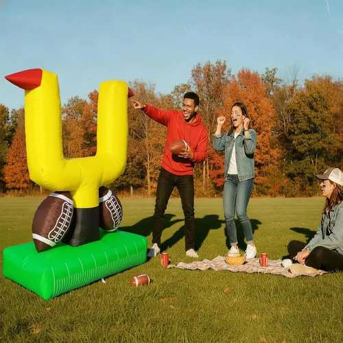 Vista 7 de Bencailor Decoración de fiesta de fútbol gigante de 71 pulgadas, juego de fútbol inflable gigante con juego de camiseta para juego, grandes pelotas