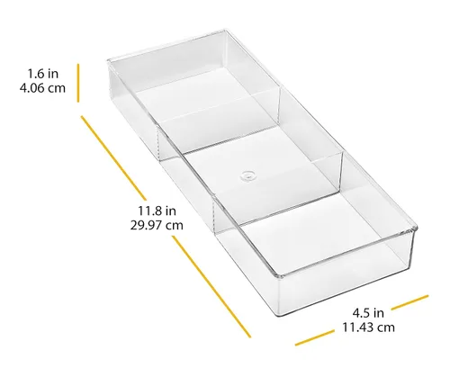 Vista 3 de Whitmor Organizador de cajones de resina de plástico transparente fácil de limpiar de 3 secciones