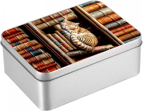 Vista 18 de Caja de lata de metal con tapa, contenedor de almacenamiento rectangular vacío de hojalata, estuche de lata portátil ligero para manualidades