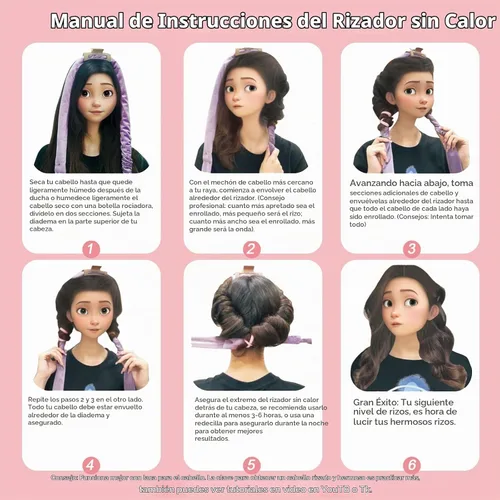 Vista 7 de Rizos sin Calor con Diadema para la Noche, 70'' Rizadores de Cabello sin Calor para Cabello Mediano a Largo, Negro